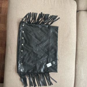 Leather black mini skirt